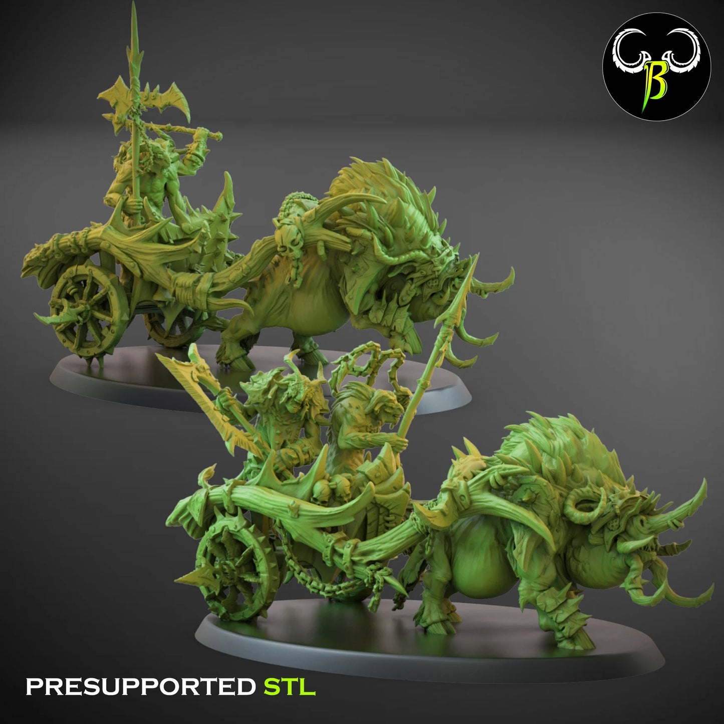 Beastmen chariots x2 from Clay Beast Creation 3D PRINTED MINIATURES