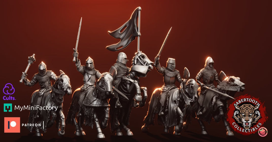 Undead dark knights x5 from Sabertooth collectibles 3D PRINTED MINIATURES