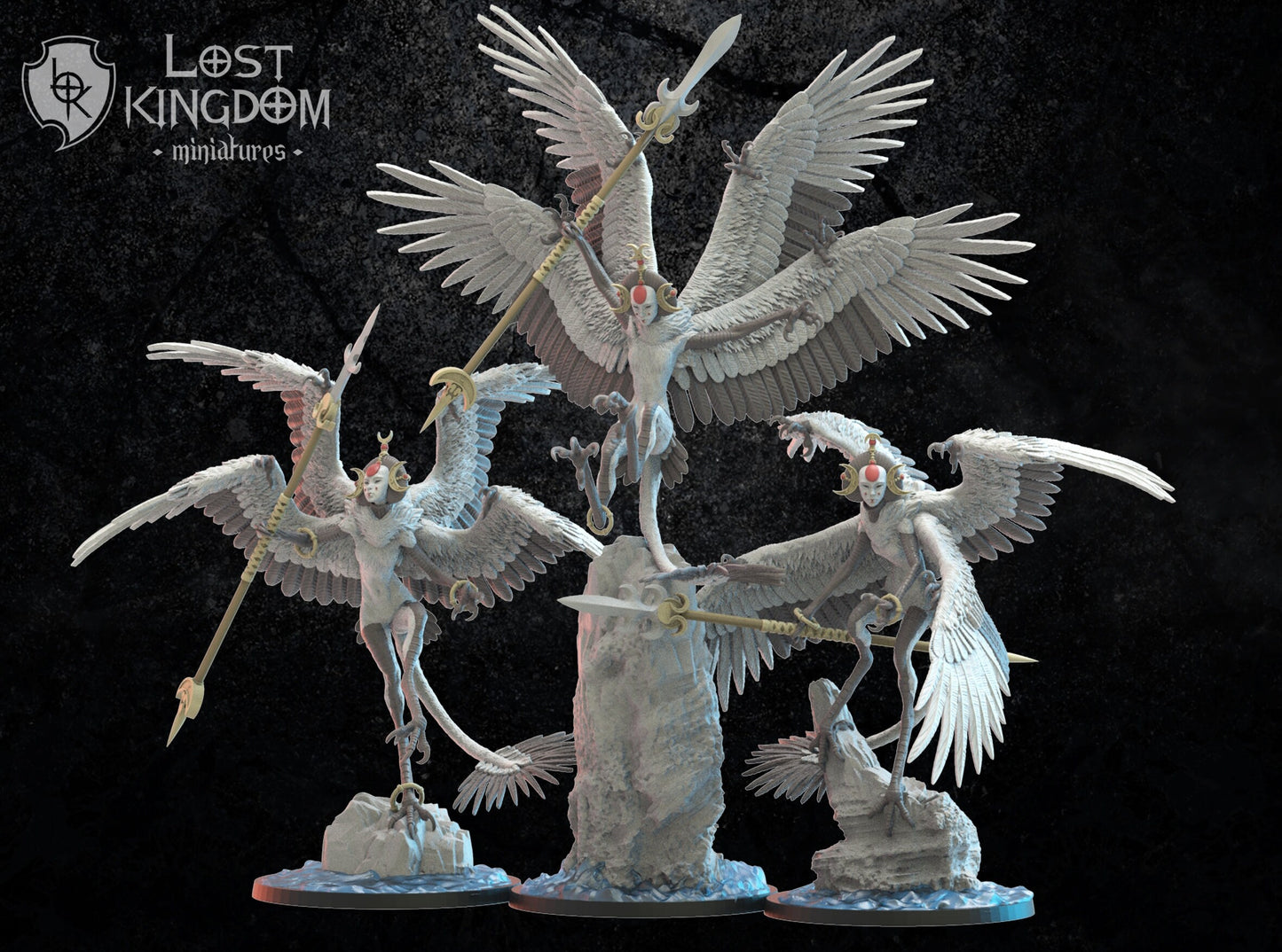 Lost Kingdom dark elf harpy unit x3 3D PRINTED MINIATURES