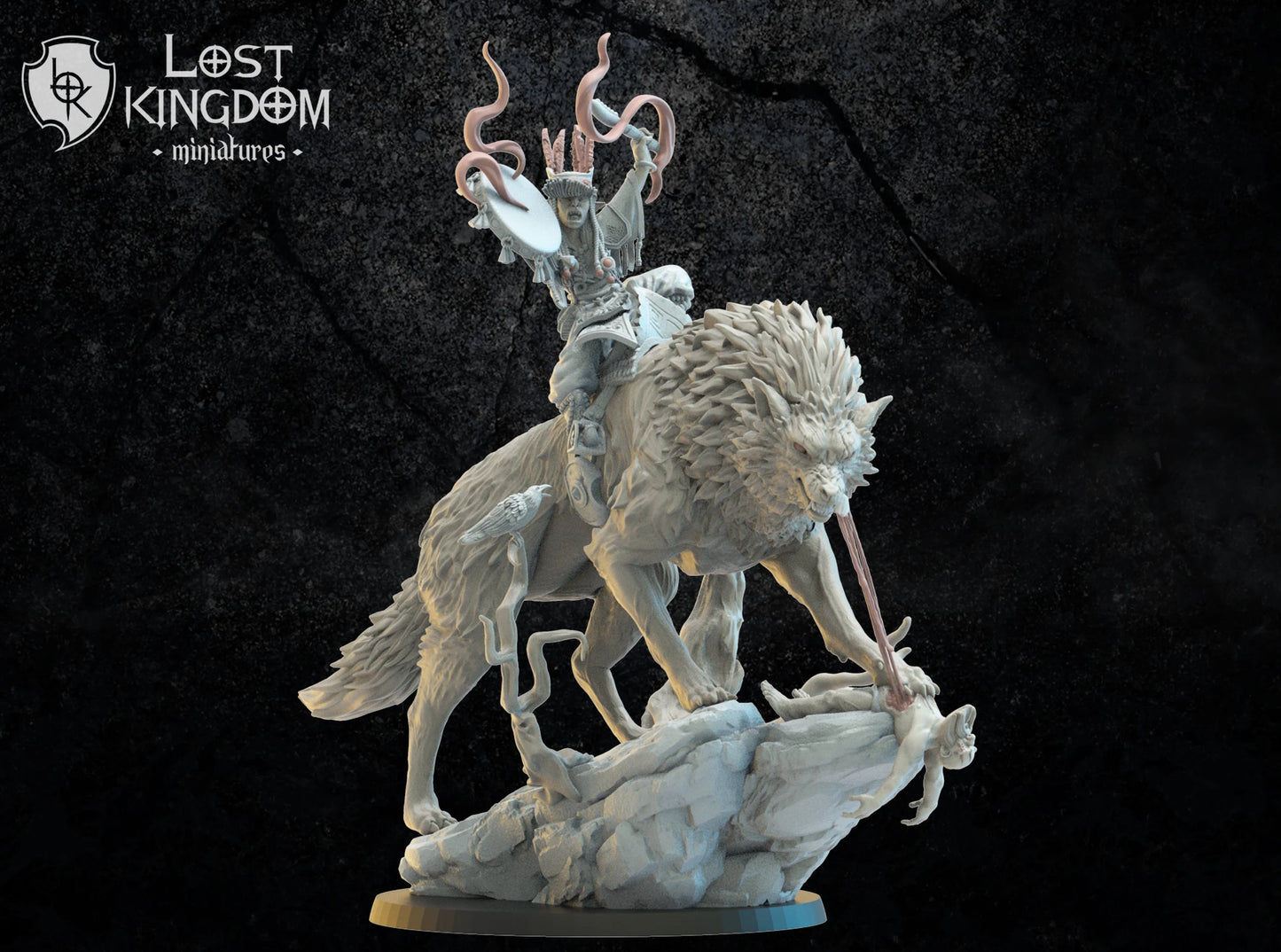 Lost Kingdom Infernal Dwarves hobgoblin wolf rider shaman x1 3D PRINTED MINIATURES
