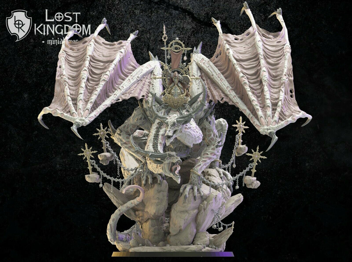 Lost Kingdom chaos warlord on dragon HUGE 3D PRINTED MINIATURES
