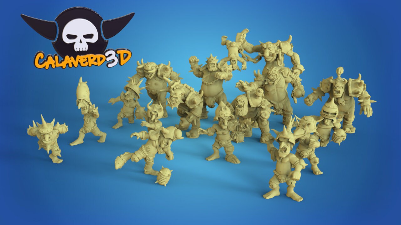 Fantasy football full team Black orcs from Calaverd3D 3D PRINTED MINIATURES