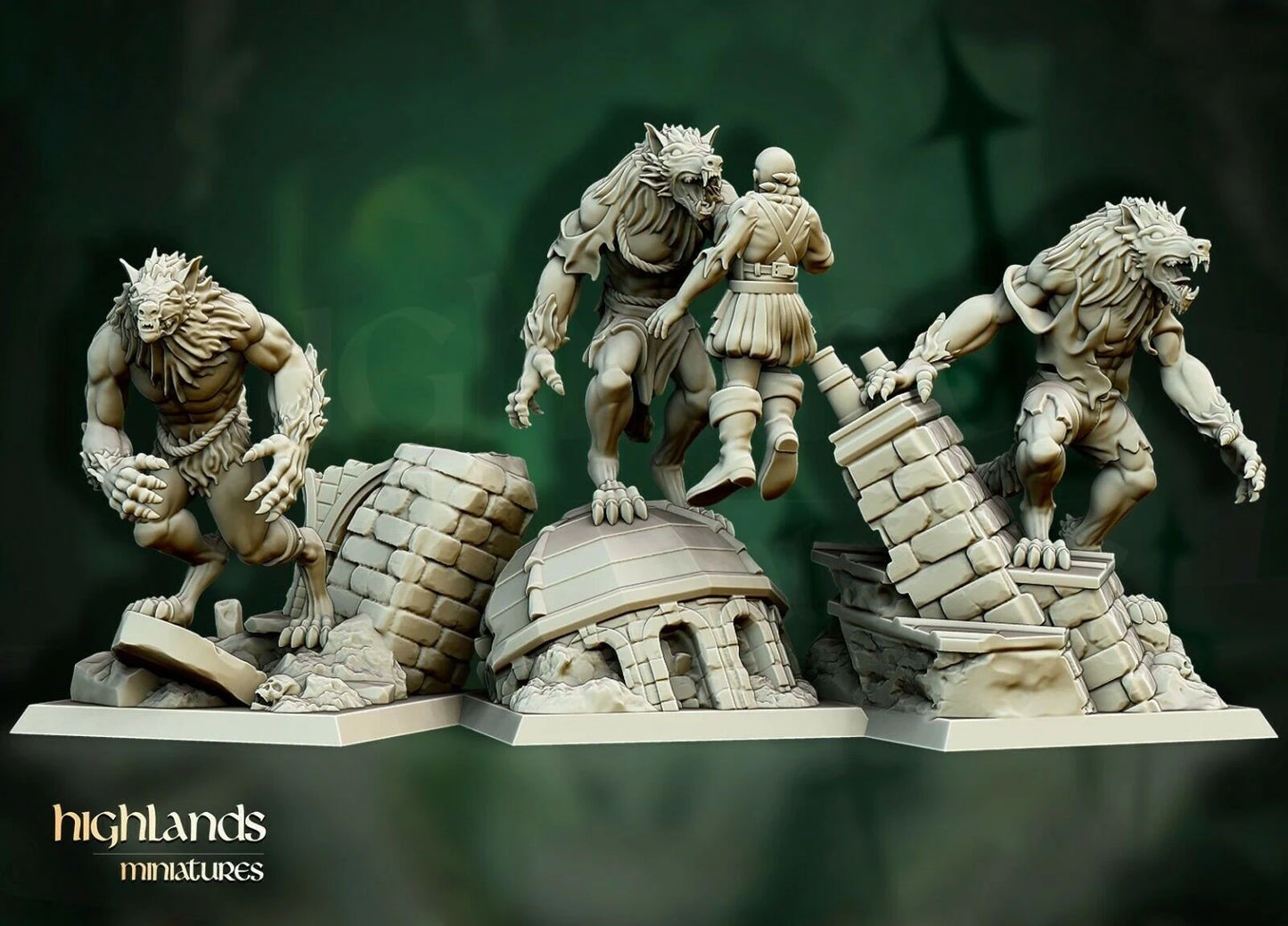 werewolves unit x3 from Highland miniatures 3D PRINTED MINIATURES