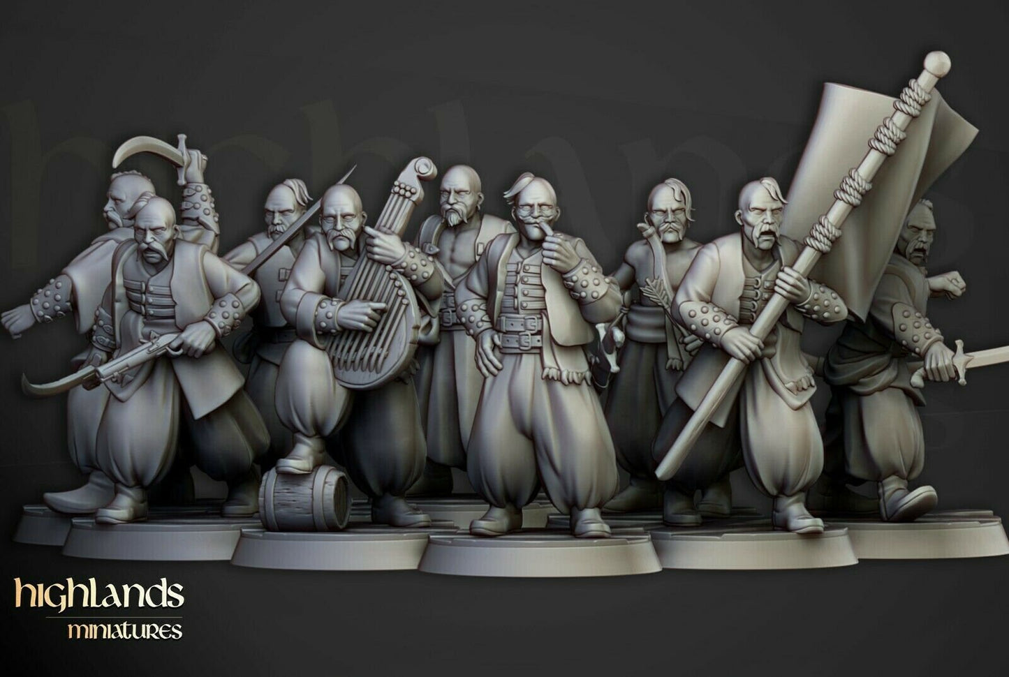 Harbour Cossack unit x10 from Highland miniatures 3D PRINTED MINIATURES