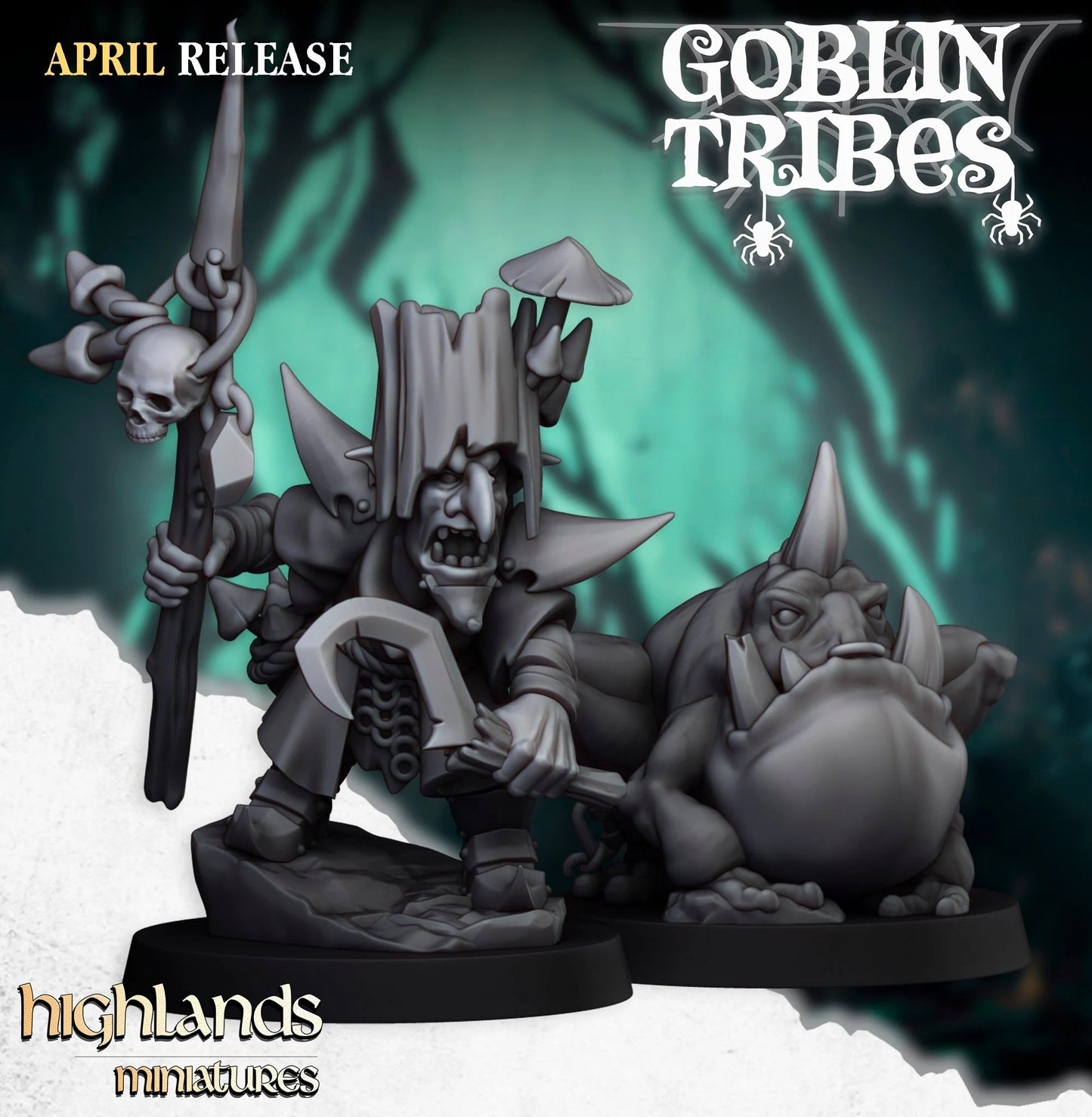 Goblin hero with toad from Highland miniatures 3D PRINTED MINIATURES