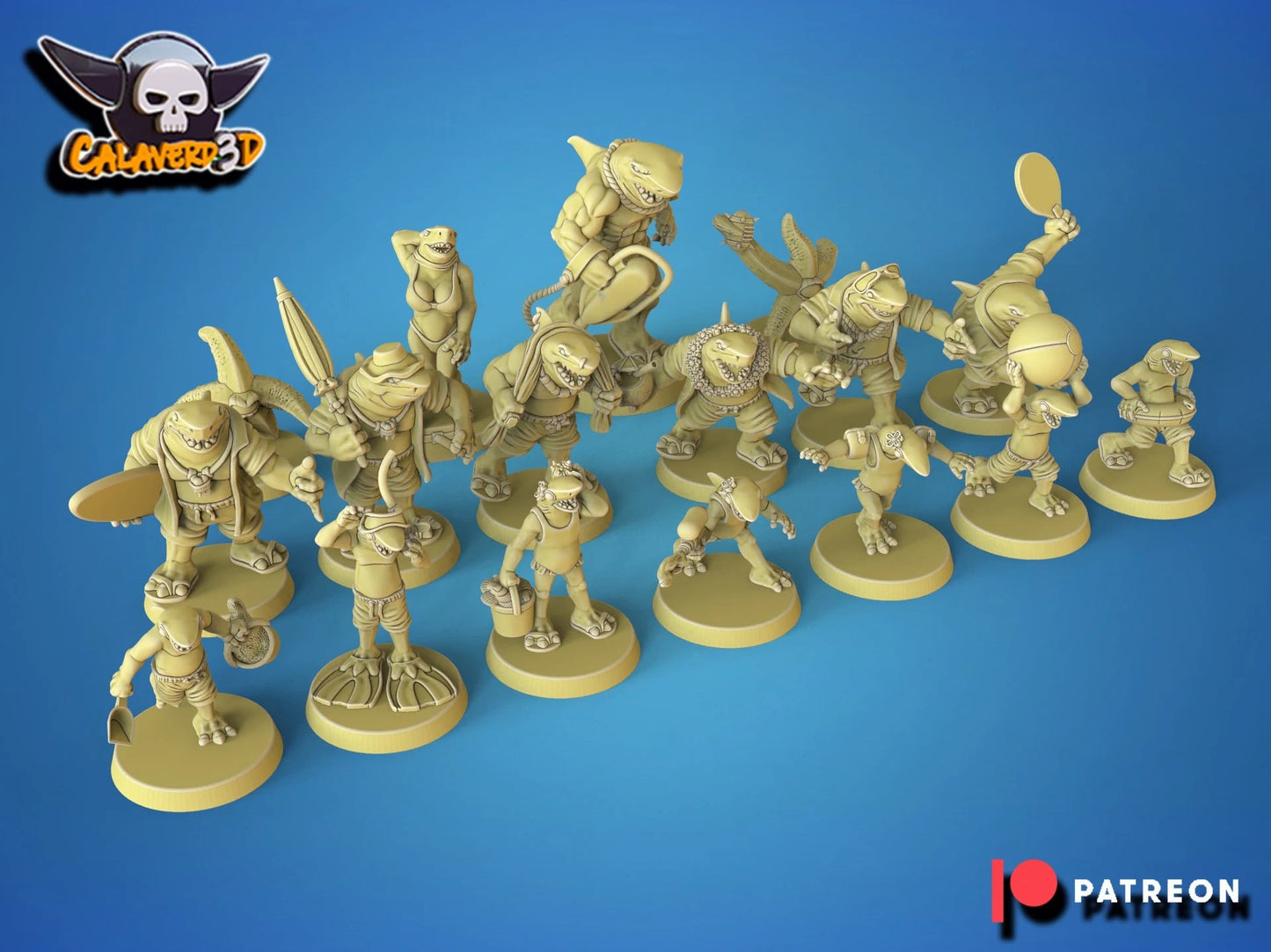 Fantasy football full team Summer Sharks from Calaverd3D 3D PRINTED MINIATURES