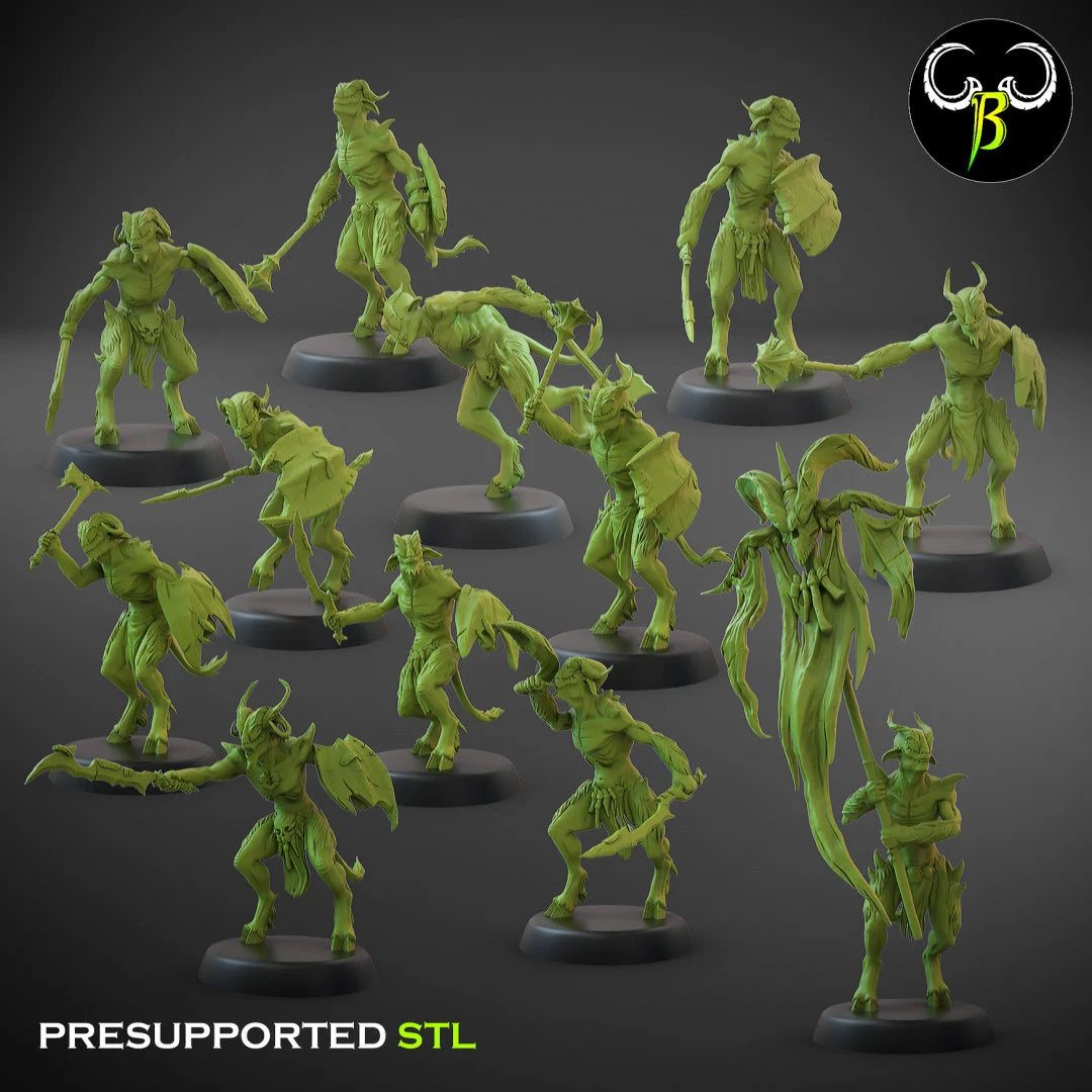 Beastmen Scavengers with hand weapons from Clay Beast Creation 3D PRINTED MINIATURES