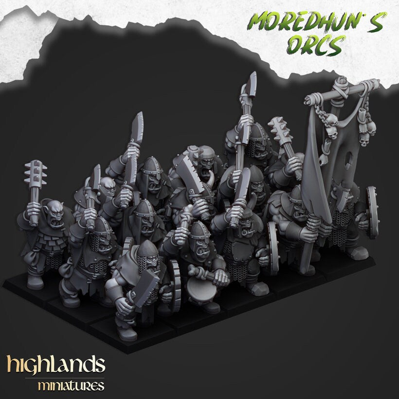 orc warriors with shields unit x20 from Highland miniatures 3D PRINTED MINIATURES