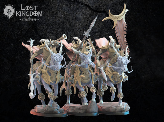 Lost Kingdom dark elf light cavalry command x3 3D PRINTED MINIATURES