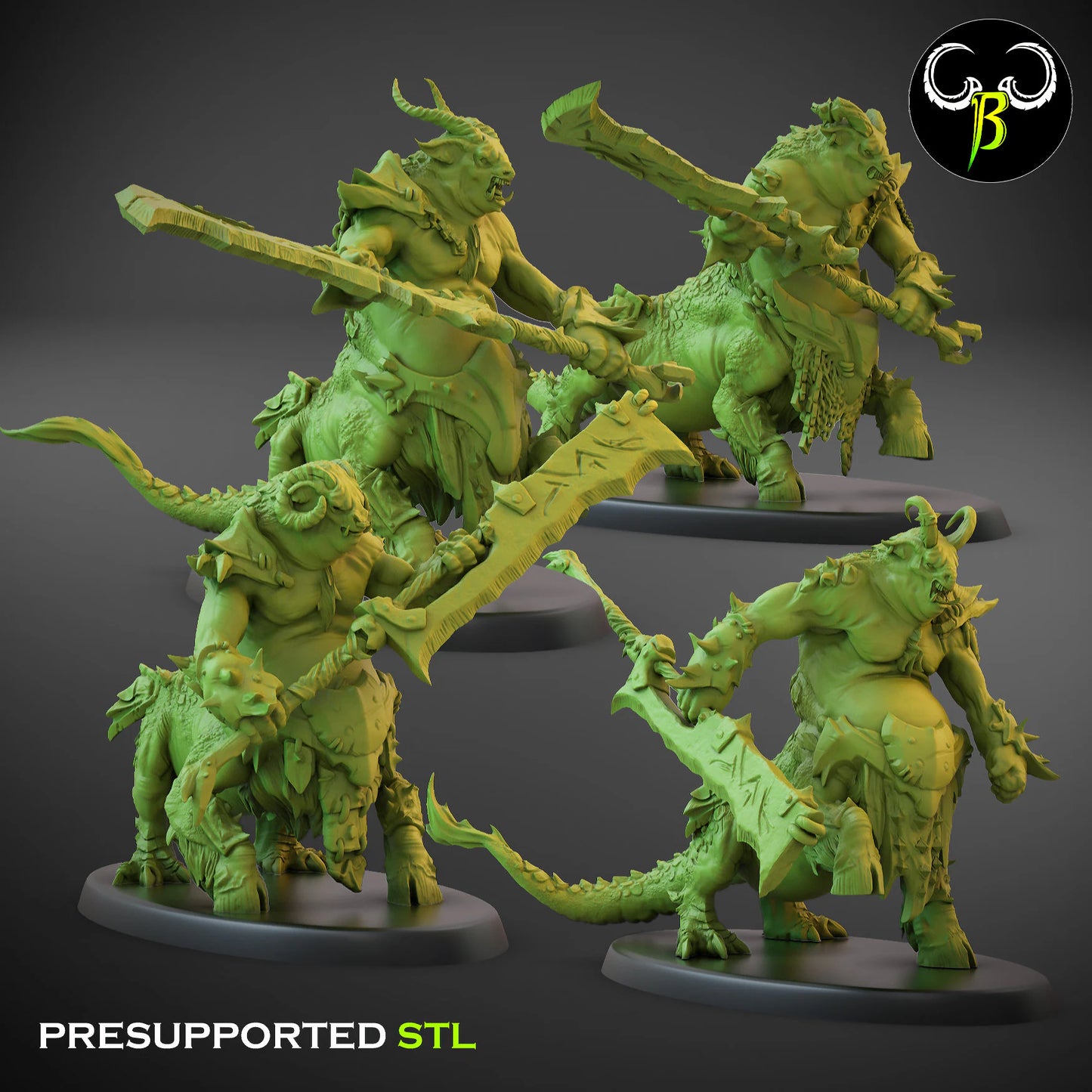 Beastmen dragon ogres Set B from Clay Beast Creation 3D PRINTED MINIATURES