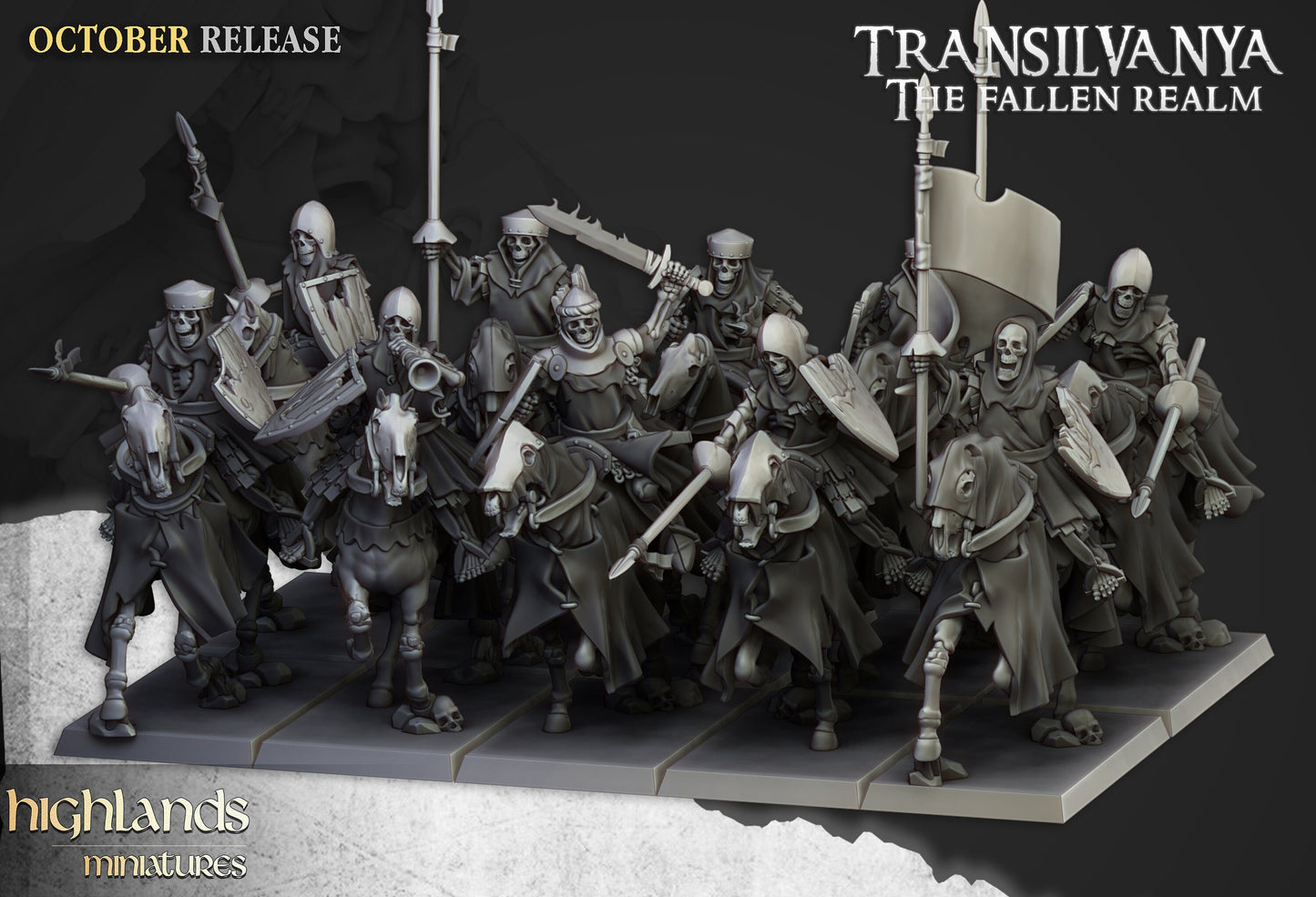 Mounted skeleton knights unit x10  from Highland miniatures 3D PRINTED MINIATURES