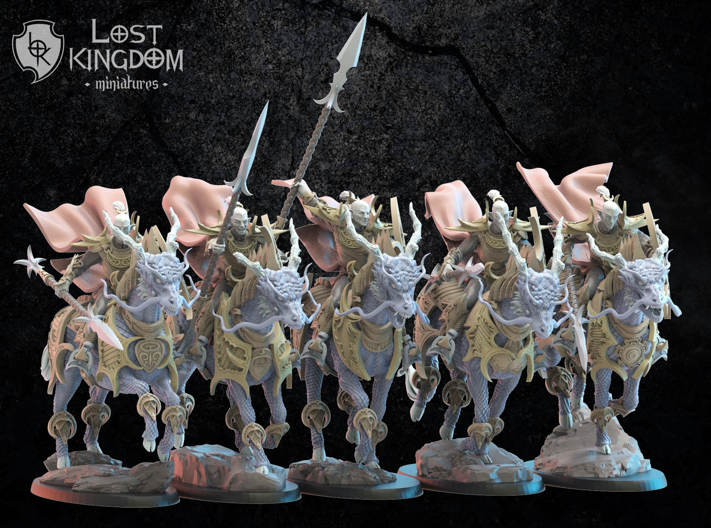 Lost Kingdom dark elf light cavalry unit x5 3D PRINTED MINIATURES