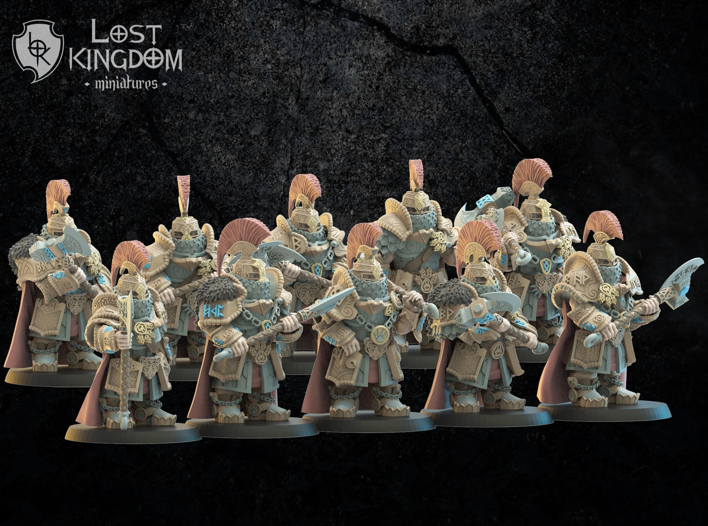 Lost Kingdom Miniatures Dwarf warriors inc command 3D PRINTED MINIATURES