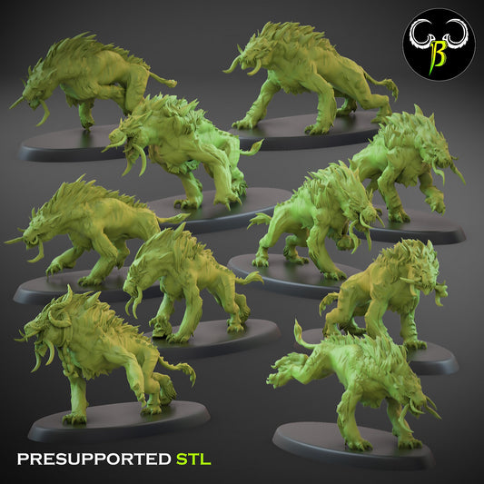 Beastmen fellpack x10 from Clay Beast Creation 3D PRINTED MINIATURES