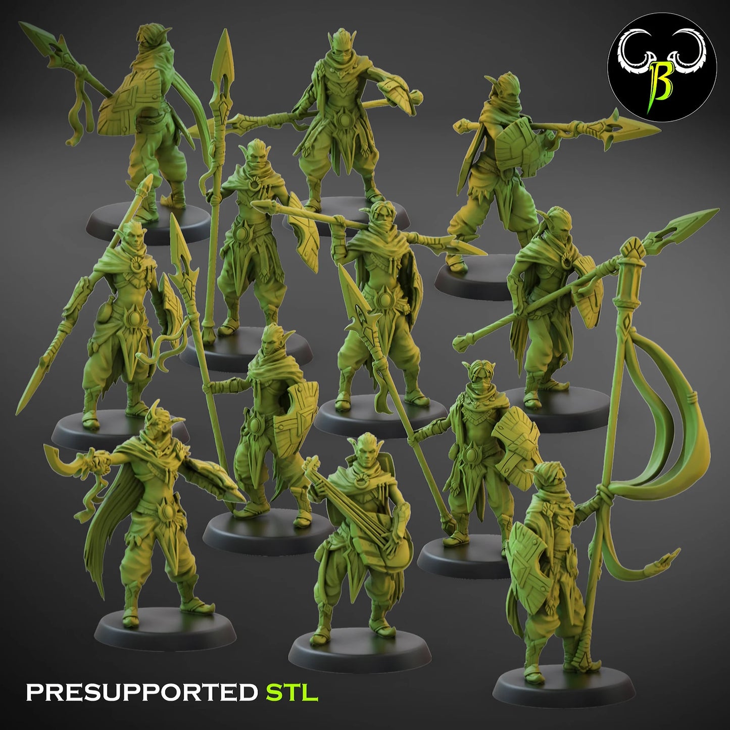 elf dunepiercer infantry unit from x 10 Clay Beast Creation 3D PRINTED MINIATURES