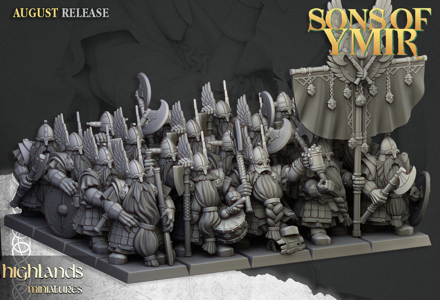 Dwarf warrior great axe unit x20 from Highland miniatures 3D PRINTED MINIATURES