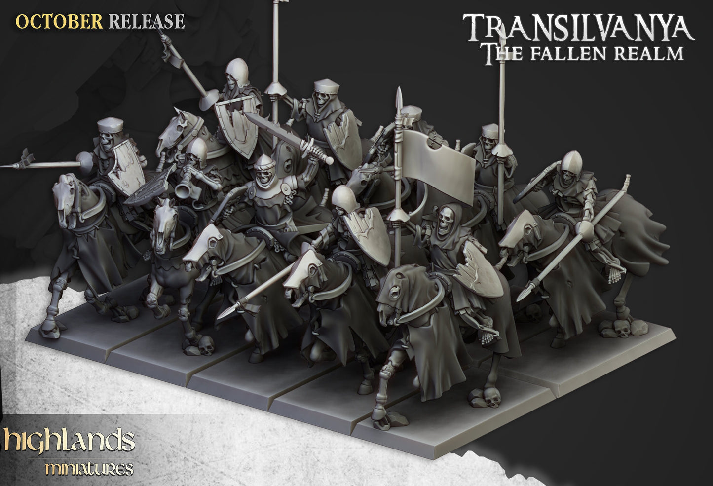 Mounted skeleton knights unit x10  from Highland miniatures 3D PRINTED MINIATURES