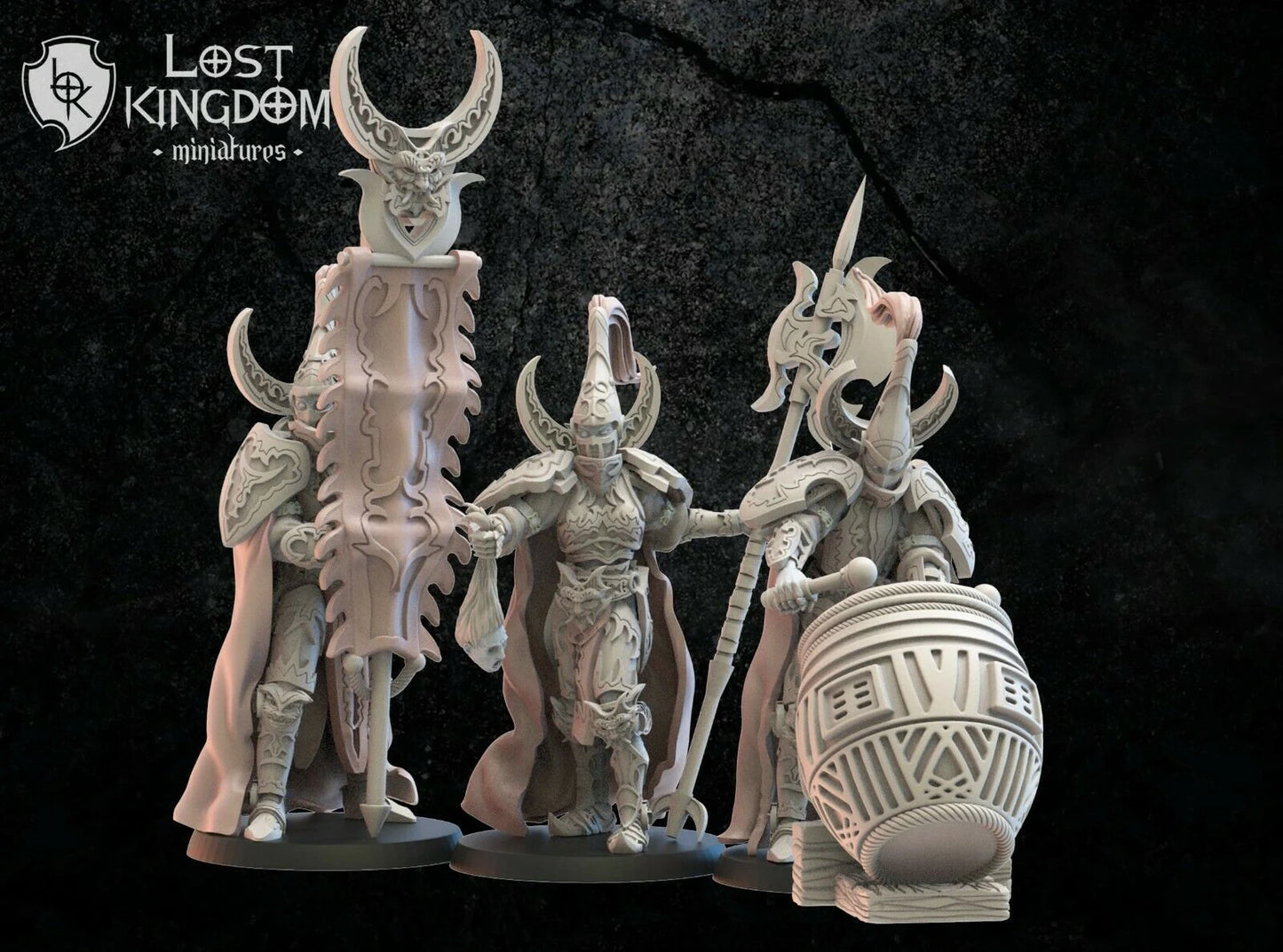 Lost Kingdom dark elf halberdier unit inc command group 3D PRINTED MINIATURES