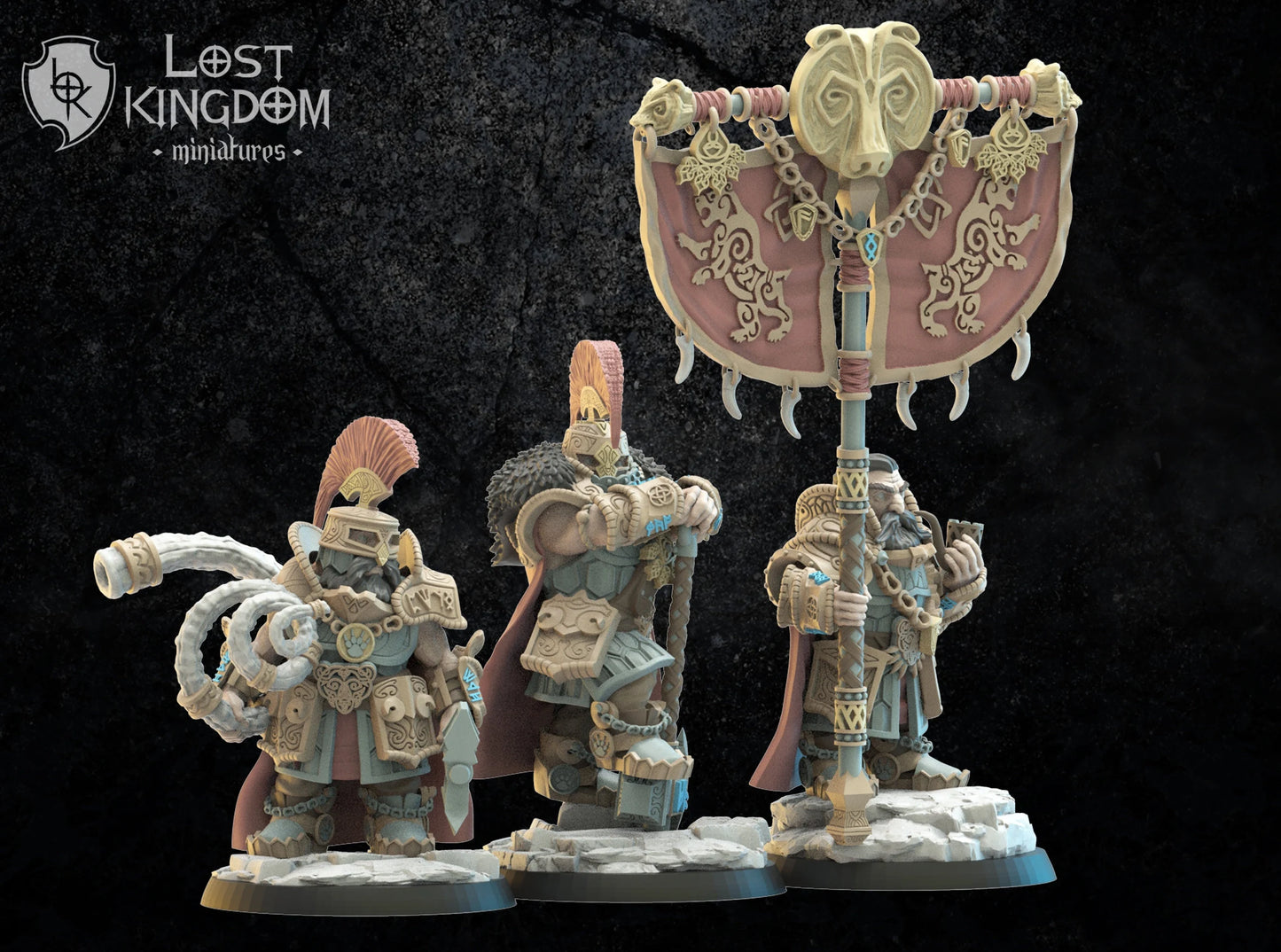 Lost Kingdom Miniatures Dwarf warriors inc command 3D PRINTED MINIATURES