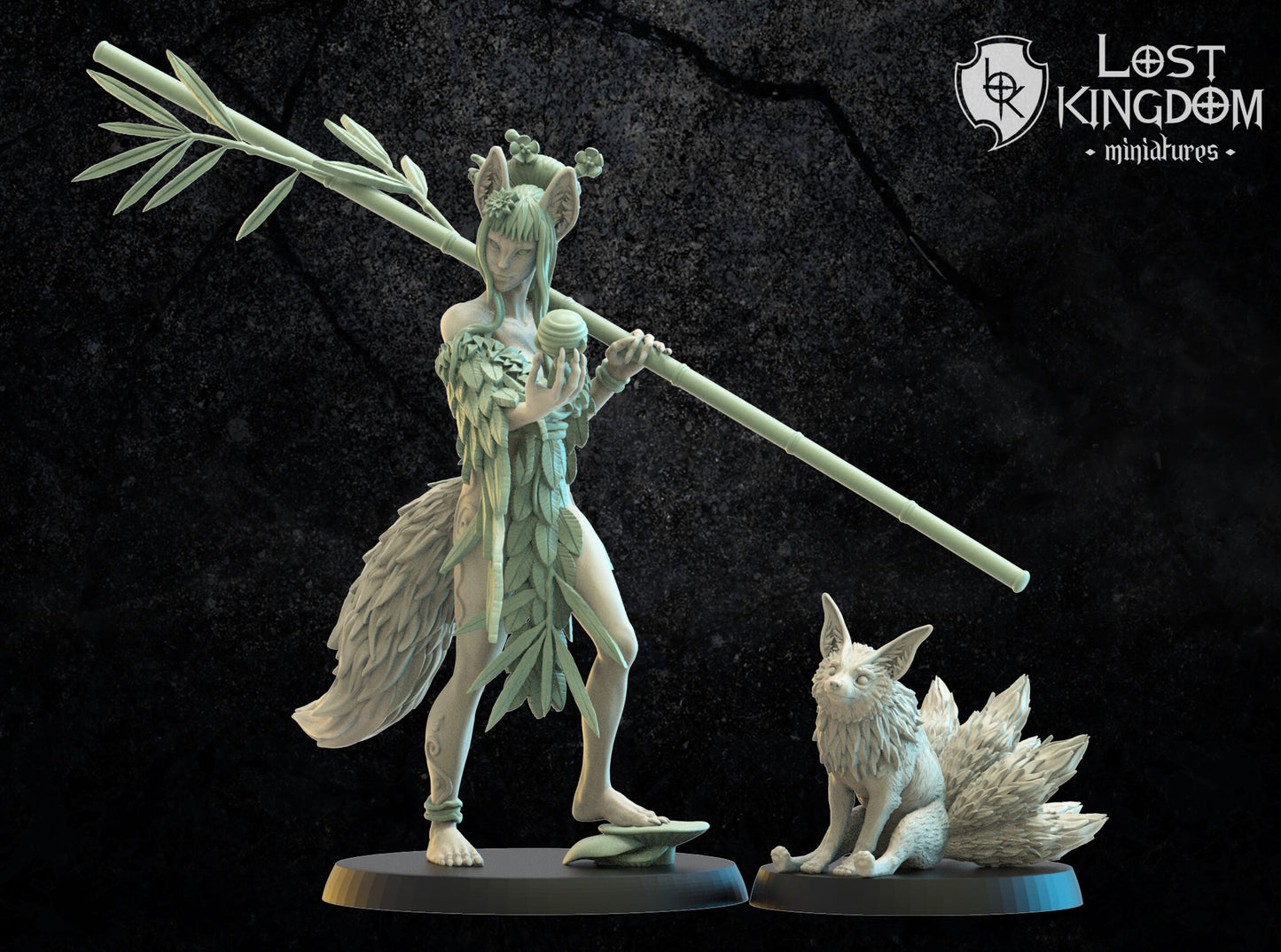 Lost Kingdom Miniatures wood elf kitsune hero 3D PRINTED MINIATURES