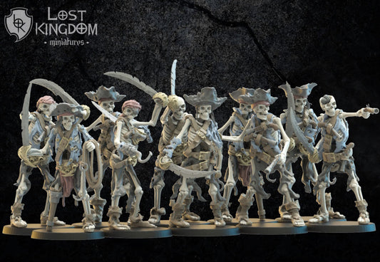 Lost Kingdom Undead pirate unit inc command group 3D PRINTED MINIATURES