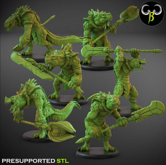 Lizardmen krox warriors x6 from Clay Beast Creation 3D PRINTED MINIATURES