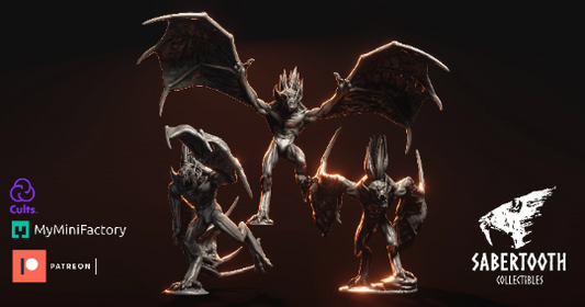 Undead flying horrors x3 from Sabertooth collectibles 3D PRINTED MINIATURES