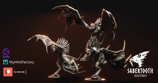 Undead flying horrors x3 from Sabertooth collectibles 3D PRINTED MINIATURES