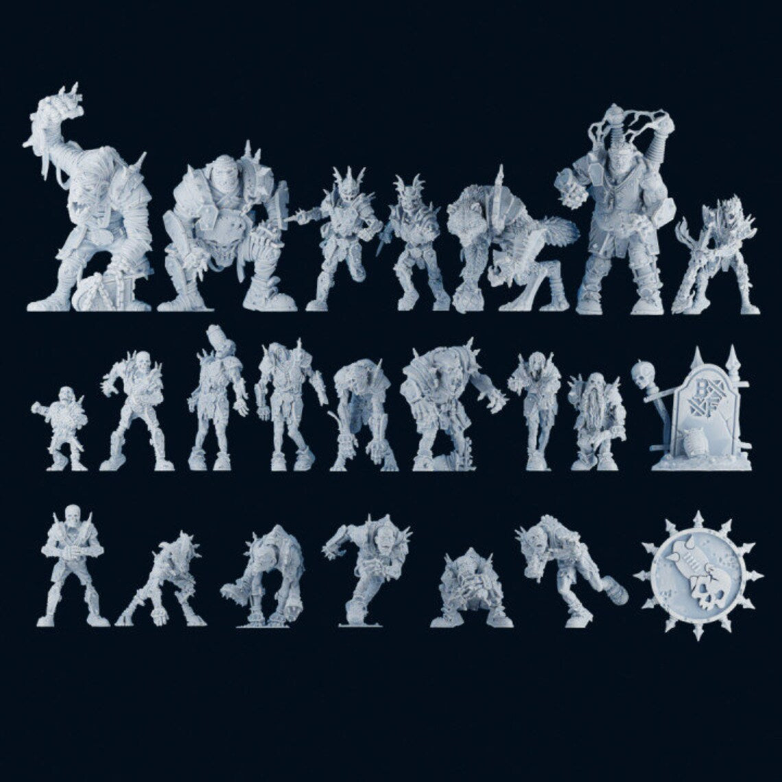 Brutefun Fantasy football full team Undead 3D PRINTED MINIATURES