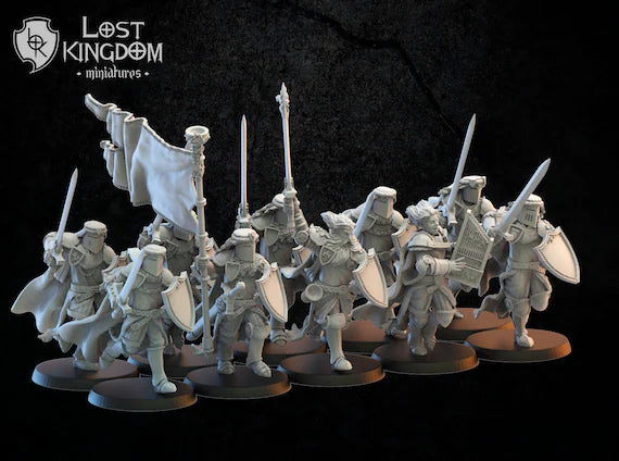 Lost Kingdom Kingdom of Mercia, calix knights on foot x10 3D PRINTED MINIATURES