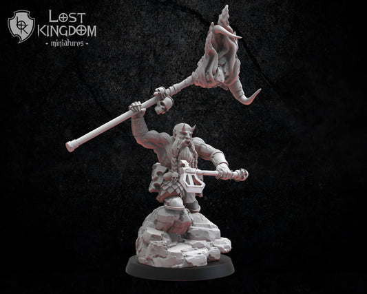 Lost Kingdom Infernal Dwarves standard bearer 3D PRINTED MINIATURES