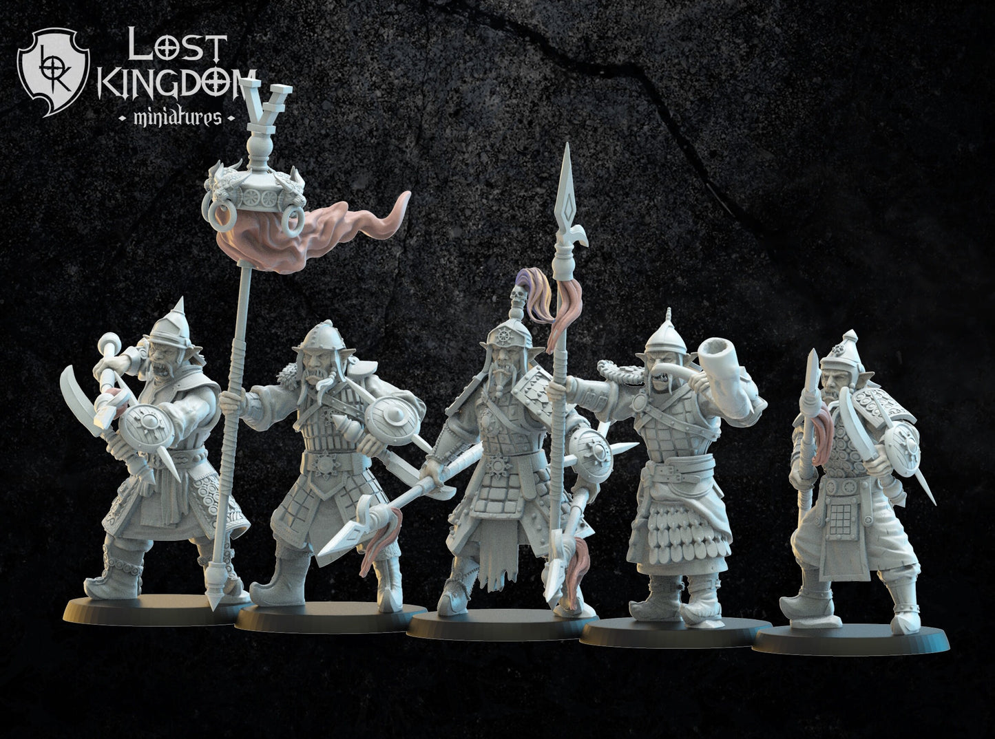 Lost Kingdom Infernal Dwarves hobgoblin archers inc command 3D PRINTED MINIATURES