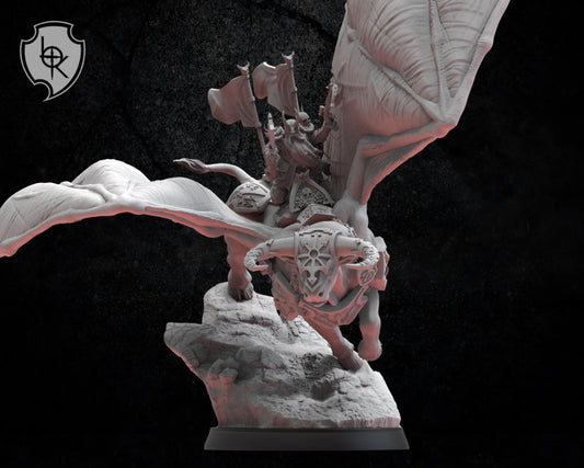 Lost Kingdom Infernal Dwarves overlord on winged bull 3D PRINTED MINIATURES