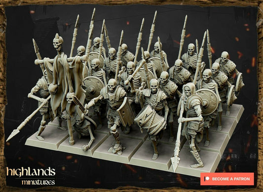 Skeleton spearmen unit x20  from Highland miniatures 3D PRINTED MINIATURES