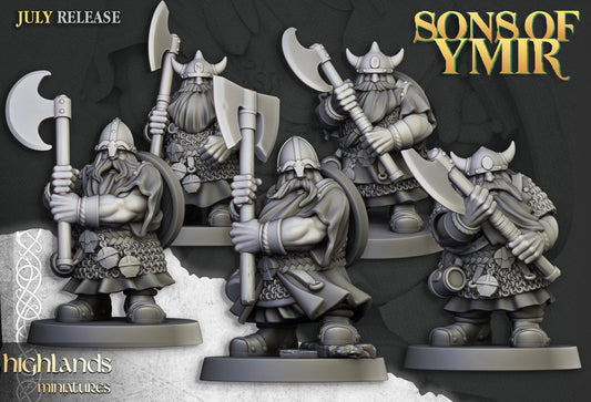 Dwarf warriors with two handed weapons unit x10 from Highland miniatures 3D PRINTED MINIATURES