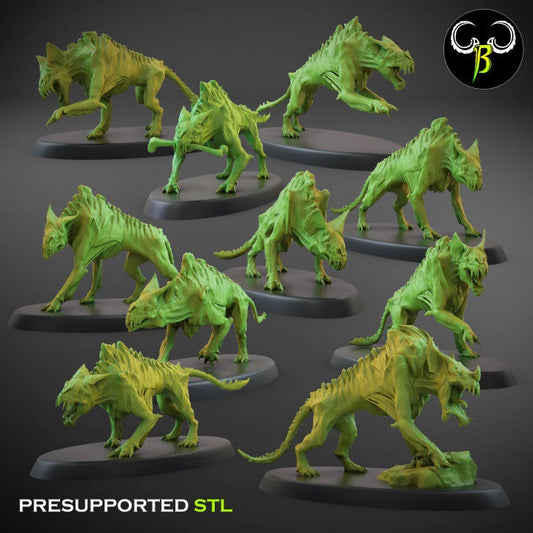 Undead Dire Wolves from Clay Beast Creation 3D PRINTED MINIATURES