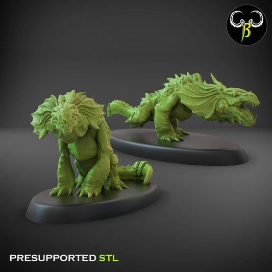 Lizardmen Lavadon set A from Clay Beast Creation 3D PRINTED MINIATURES