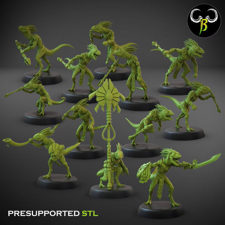 Lizardmen Novahunter skink blowpipes unit from Clay Beast Creation 3D PRINTED MINIATURES