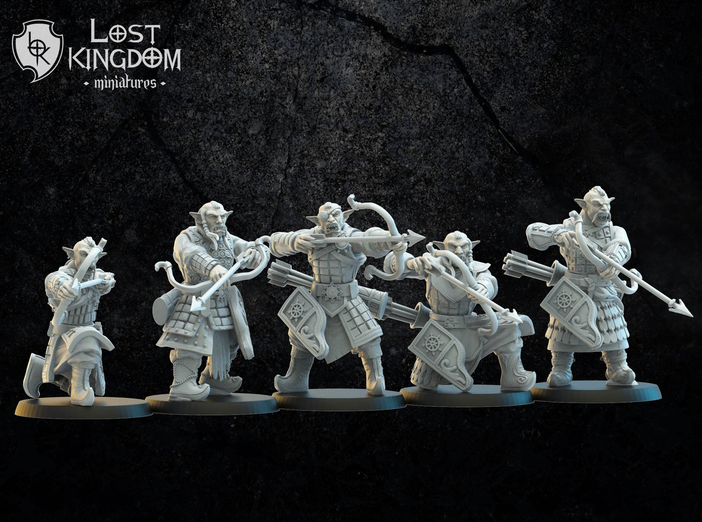 Lost Kingdom Infernal Dwarves hobgoblin archers inc command 3D PRINTED MINIATURES