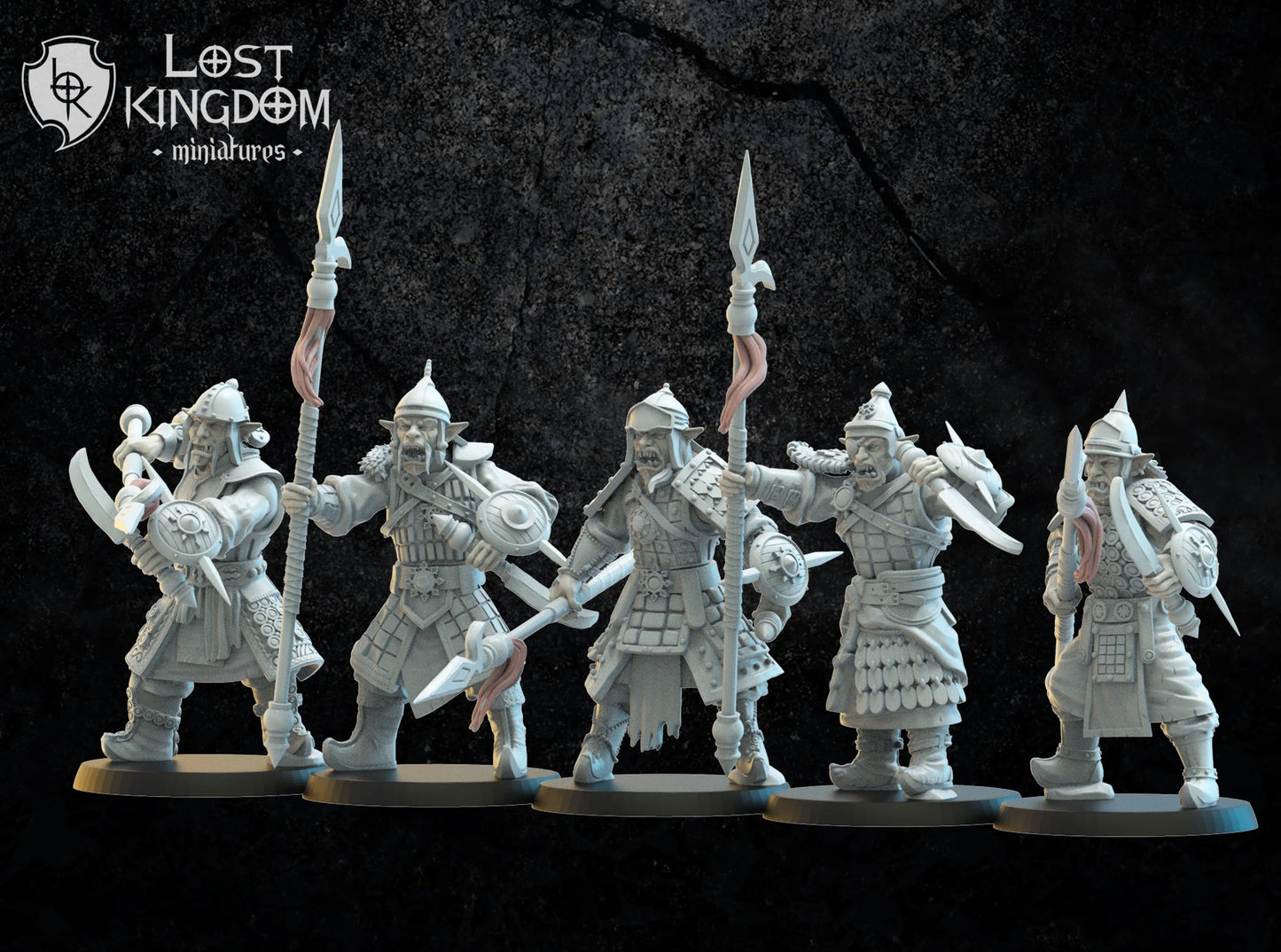 Lost Kingdom Infernal Dwarves hobgoblin spearmen inc command 3D PRINTED MINIATURES