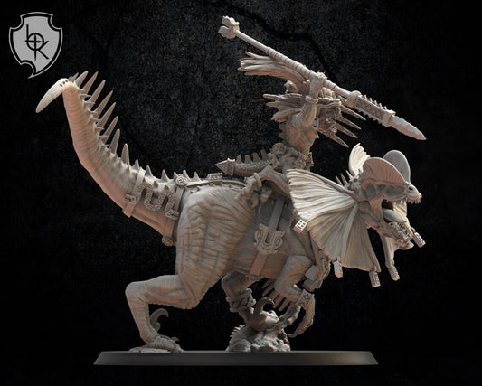 Lost Kingdom lizardmen saurian hero on dilophosaurus 3D PRINTED MINIATURES