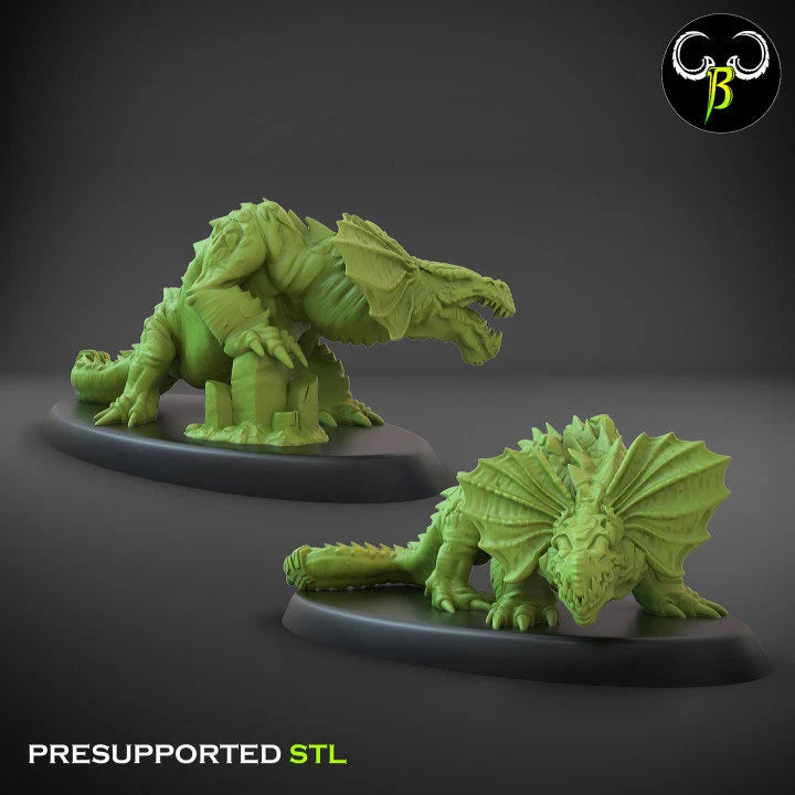 Lizardmen Lavadon set B from Clay Beast Creation 3D PRINTED MINIATURES