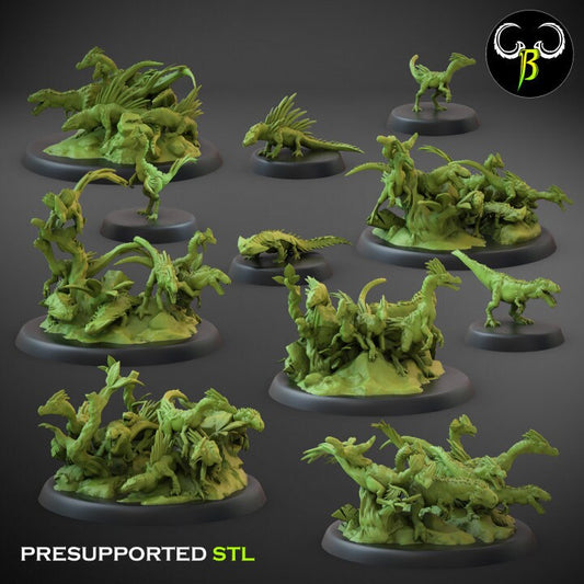 Lizardmen Saurian swarms unit from Clay Beast Creation 3D PRINTED MINIATURES