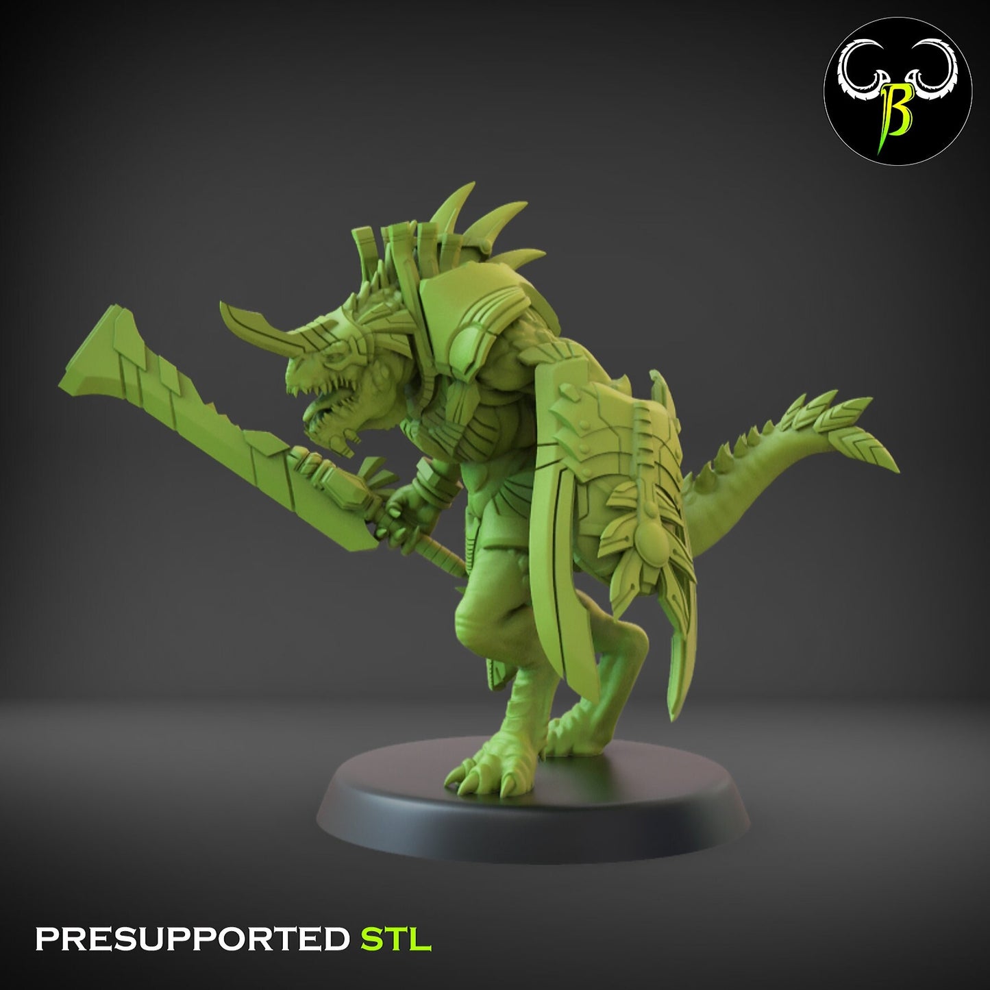 Lizardmen Saurian Stellar with sword  from Clay Beast Creation 3D PRINTED MINIATURES