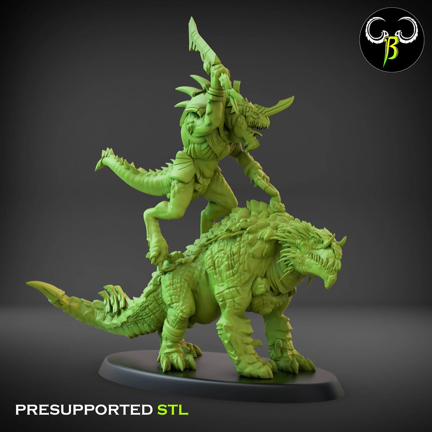 Lizardmen Saurian Stellar mounted  from Clay Beast Creation 3D PRINTED MINIATURES