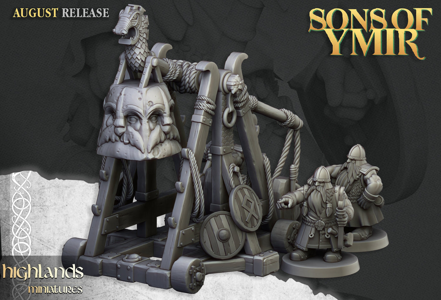 Dwarf stone thrower artillery from Highland miniatures 3D PRINTED MINIATURES