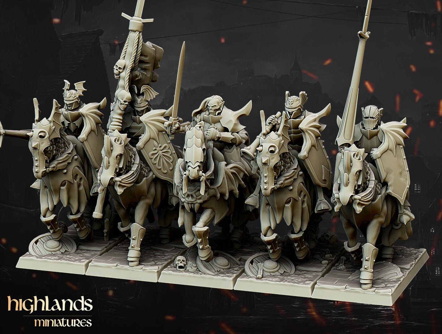 Undead vampire knights unit x5 inc command  from Highland miniatures 3D PRINTED MINIATURES