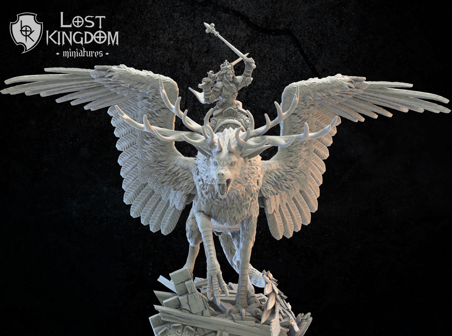 Lost Kingdom Kingdom of Mercia, Queen Mismeria on winged beast 3D PRINTED MINIATURES