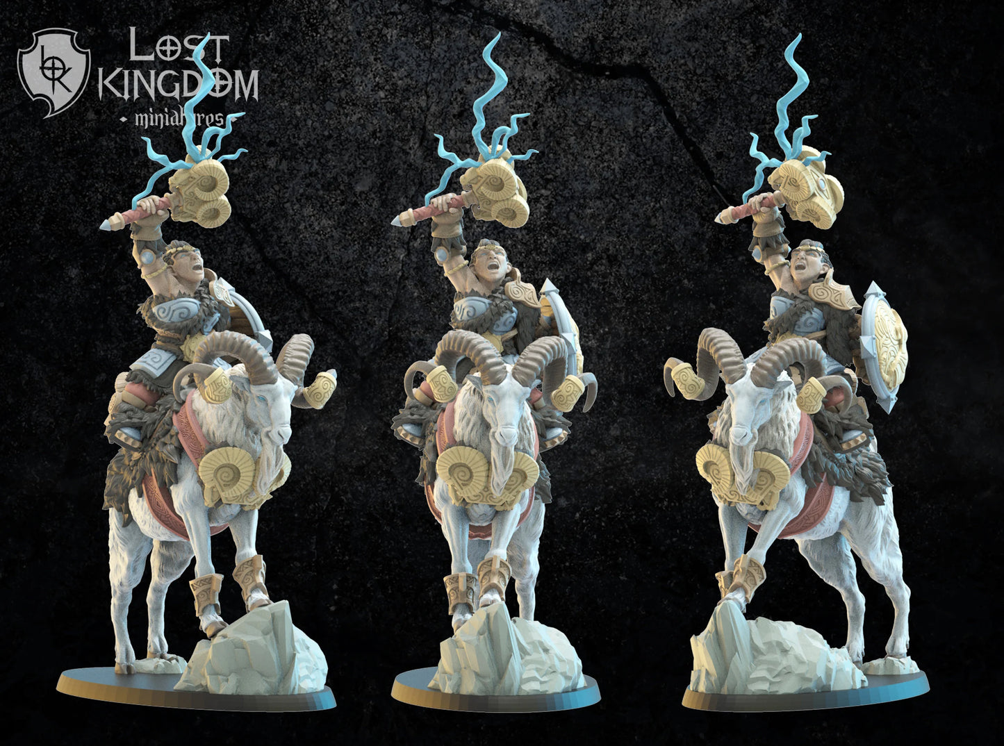 Lost Kingdom Miniatures Dwarf mounted heroine 3D PRINTED MINIATURES