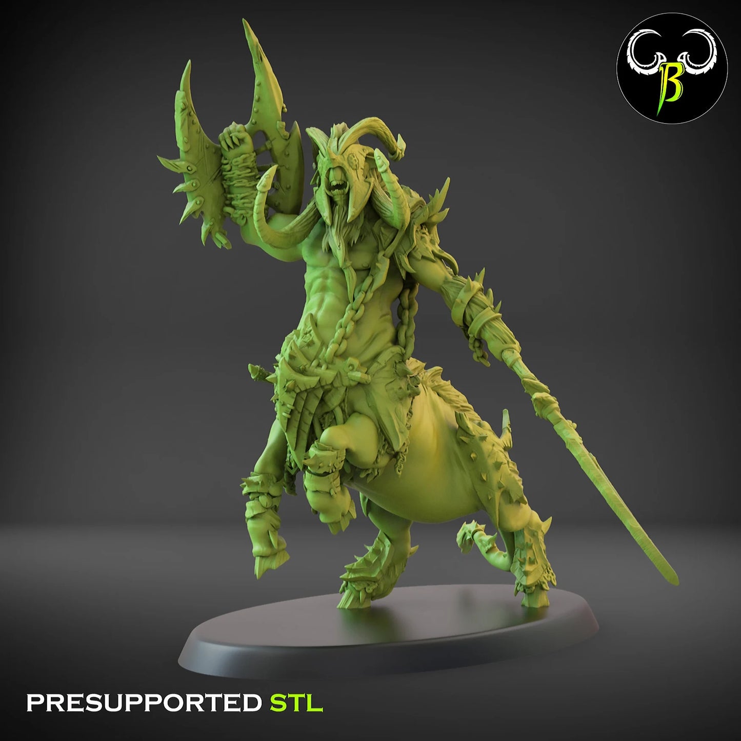 Beastmen horned raider hero from Clay Beast Creation 3D PRINTED MINIATURES